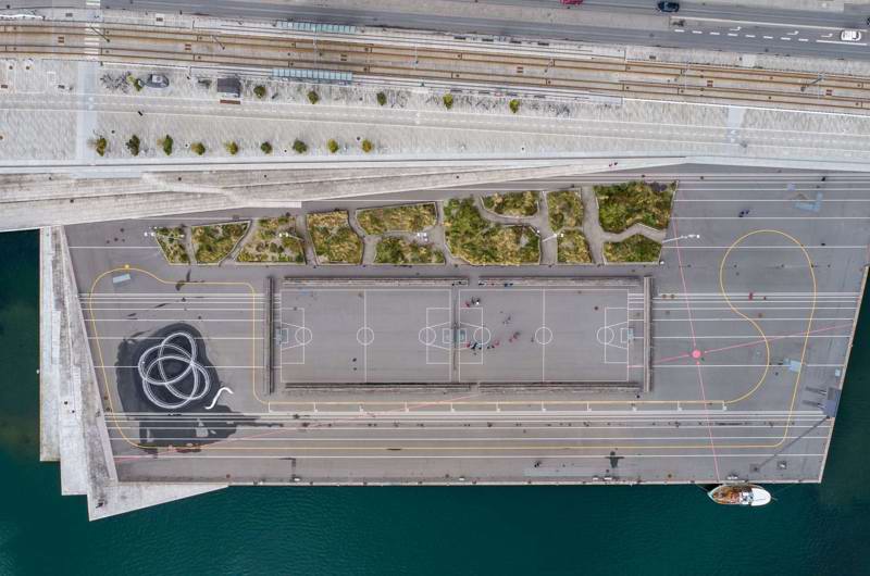 Dronefoto af Havnepladsen